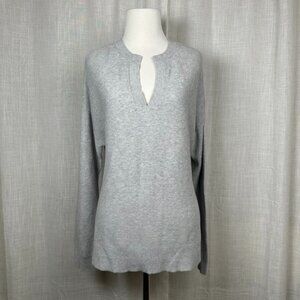 Loft Boxy Oversized Cotton Sweater Women Size M Gray Office Work Neutral Minimal
